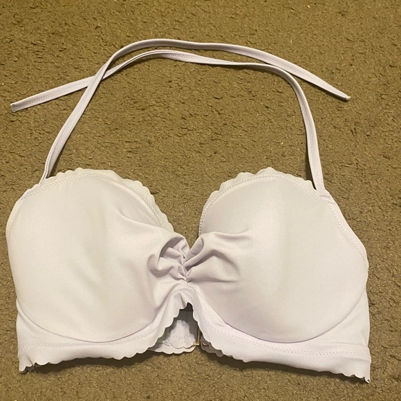 Victoria’s Secret Lavender Ruffle Neck Tie Bikini Top Padded Size 32DD - Picture 1 of 3